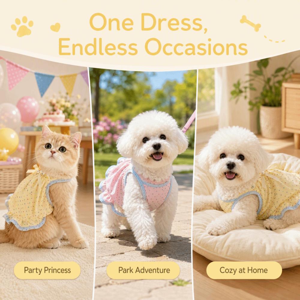 Polka Dot Puppy Cat Slip Dress Breathable Cat Sleeveless Dress Corgi Teddy Clothes  Pet Supplies