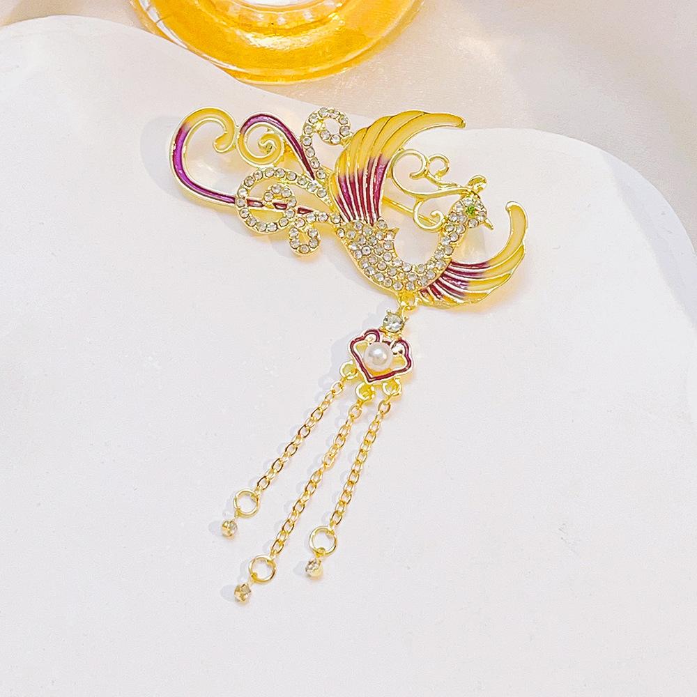 High-end Temperament Phoenix Brooch, Exquisite Color Oil Painting and High-end Feeling