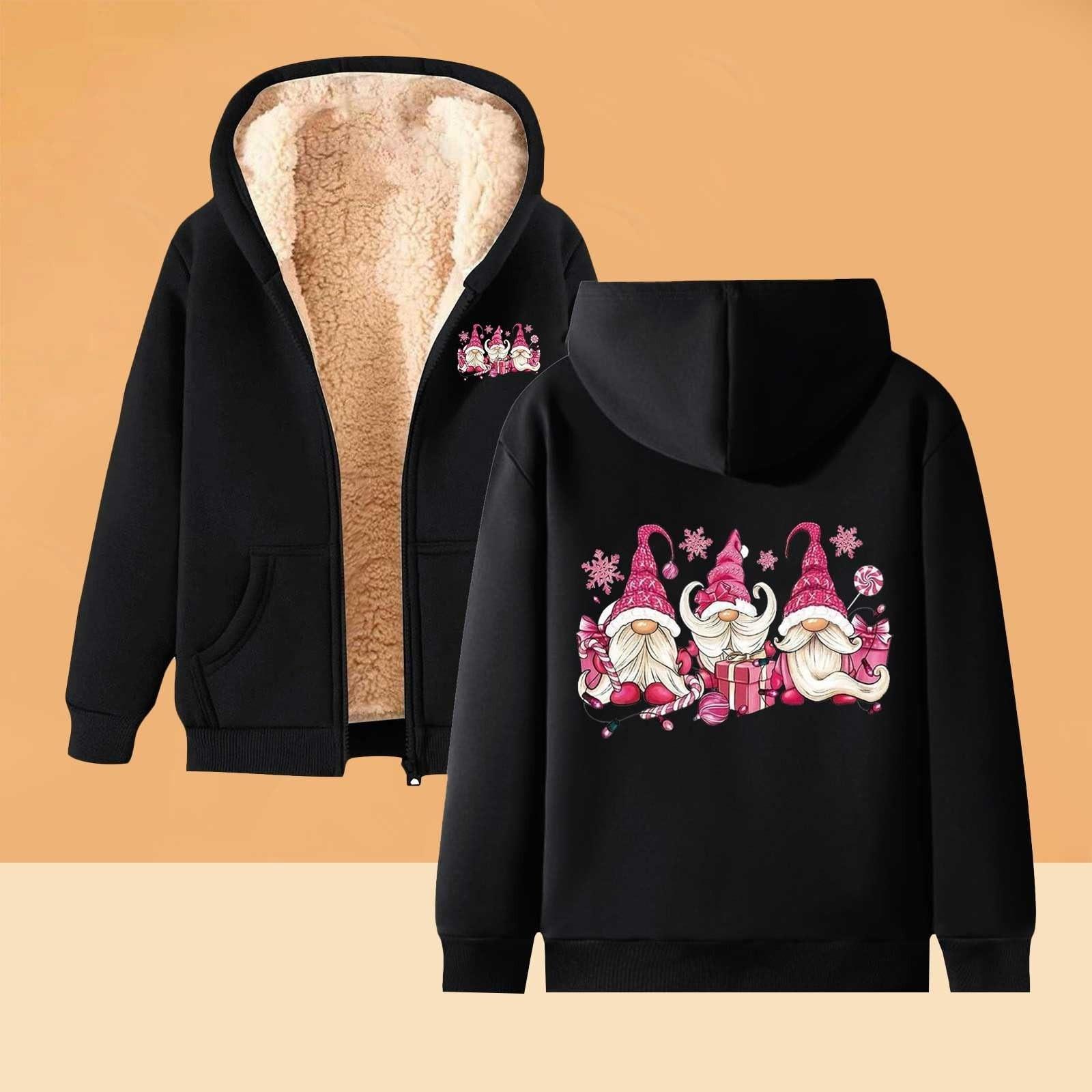 

Женская плюшевая и толстая теплая свободная куртка-кардиган с капюшоном и принтом L чёрный