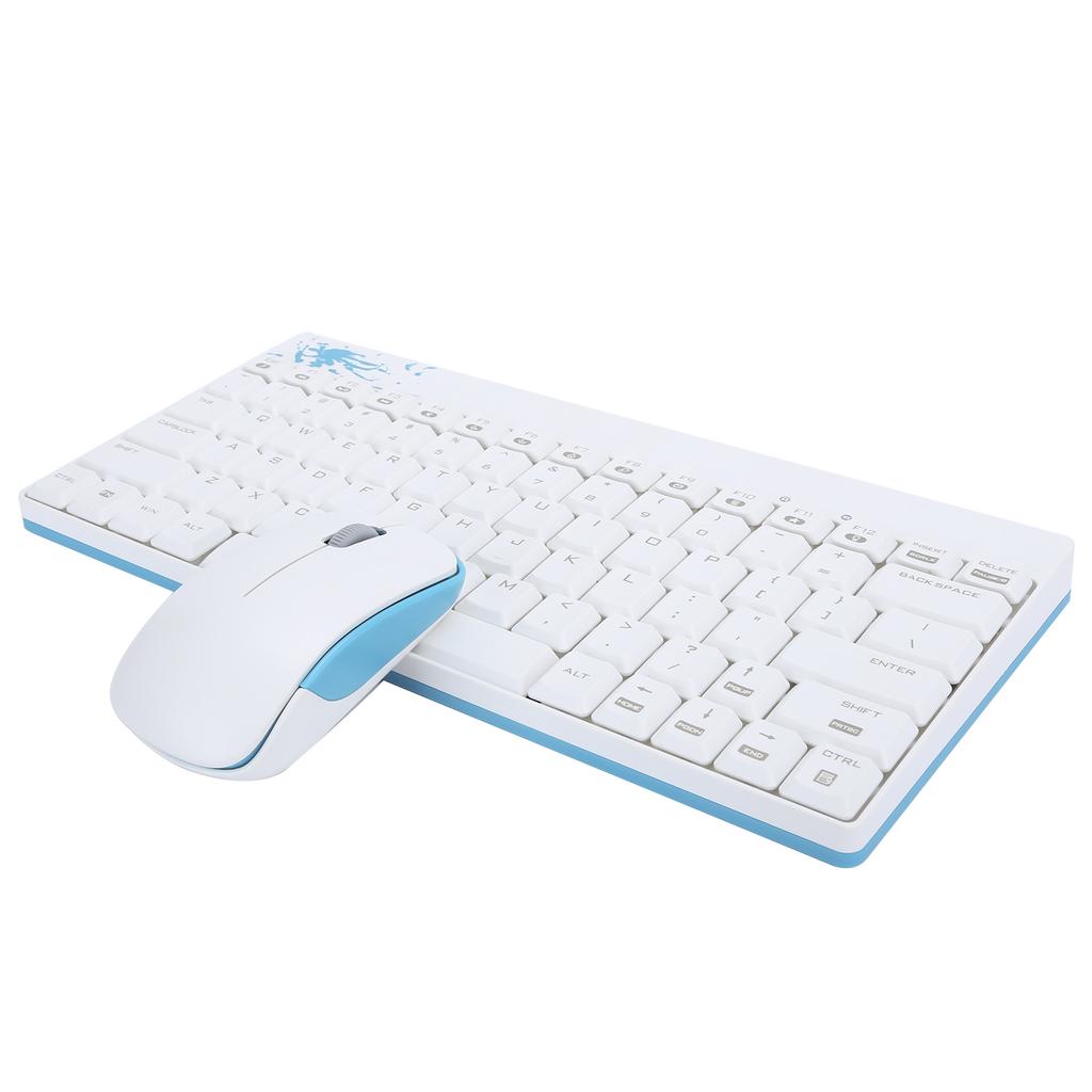 Keyboard Mouse Set Wireless Protable Combo Mini Ultra Thin Silent 2.4Ghz for Laptop PC X210White