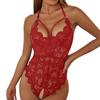 Hollow Out Sexy Women Underwear Deep V Mesh Backless Jumpsuit Uniform Set Temptation Mesh See Through Nightdress Crotchless