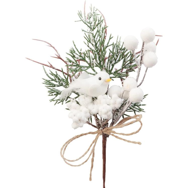 10 Pack Artificial Pine Branches Christmas Floral Picks Frosted White Berries Stems with Birds Holly Sprays for Holiday Decorations Great Addition To