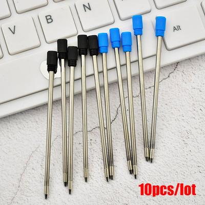 10 Pcs/lot 0.5mm School Office Signature Medium Nib Core Ballpoint Pen Refills Blue/Black Ink Metal