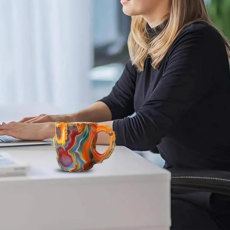 Neue mehrfarbige Mineralglas-Kaffeetasse, Bunte Kristall-Weihnachtstassen, Elegante luxuriöse mineralfarbene Kristalltasse