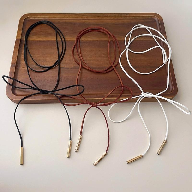2 Stück Lange Seil Halskette Wildleder Seil Fliege Choker Halskette Modeschmuck Halsband Schlüsselbein Kette Halskette