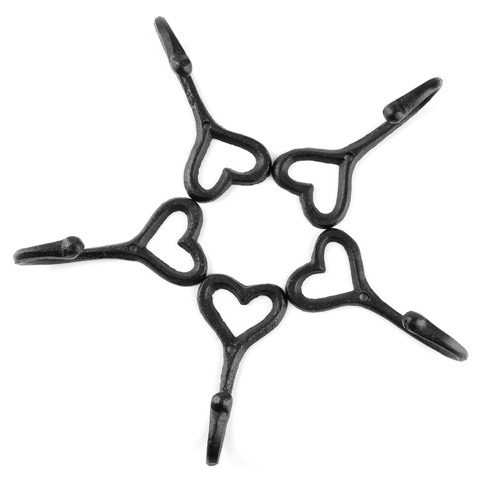 1/5KS Starověký Vintage Šik Držák na klíče Tvar srdce Litinové Věšáky na kabáty