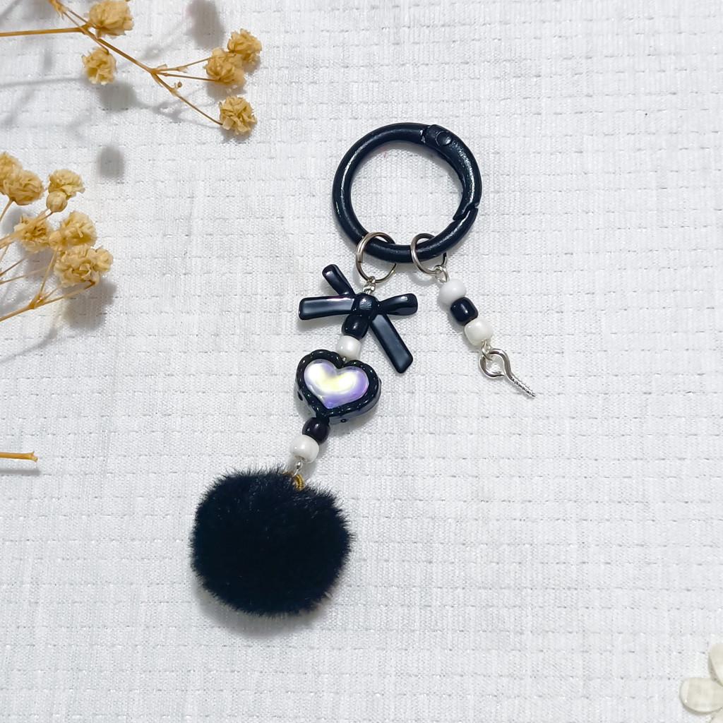 Heart Alloy Keychain Diy Mobile Phone Chain With Bead Pendant For Women