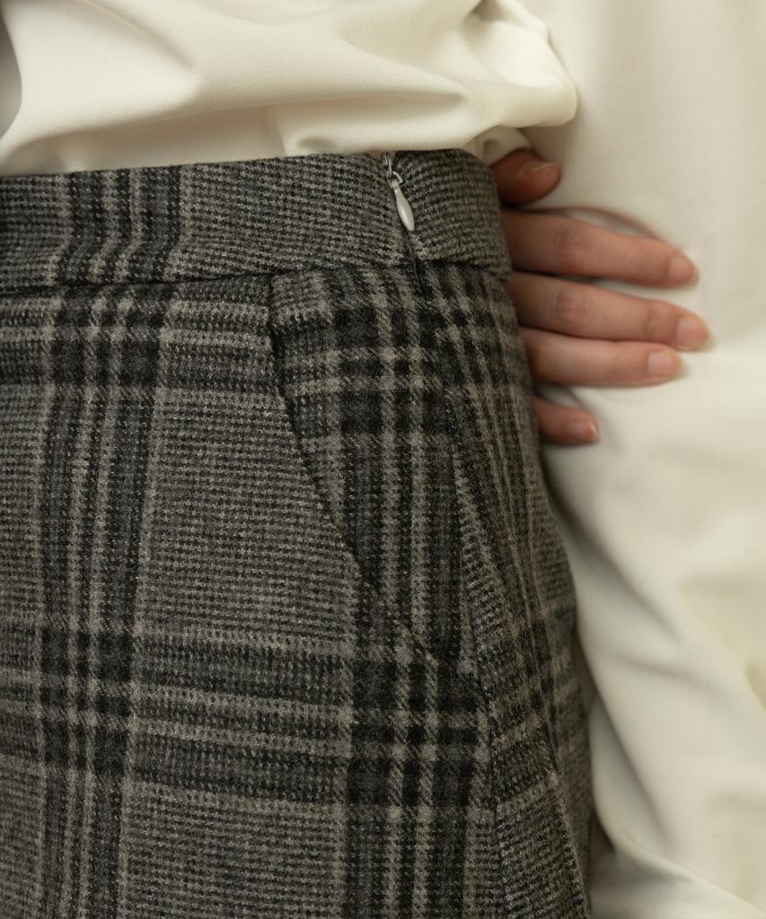 Celtio Women'S Label Point Check Wool Skirt Gray