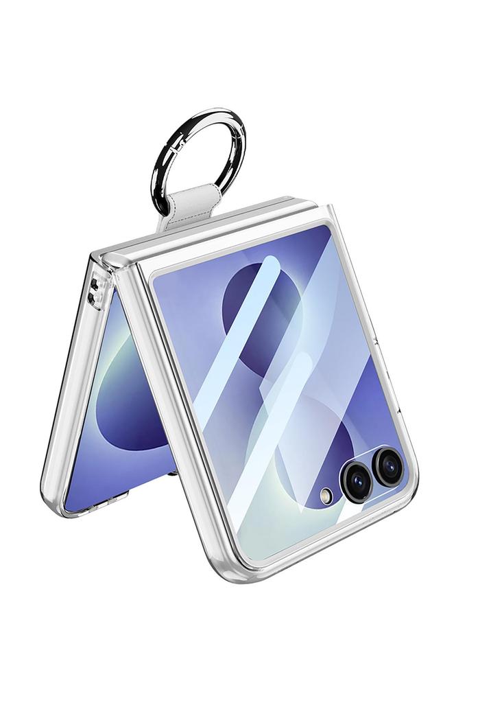 Samsung Z Flip8 Transparente Faltbare Handyhülle mit Fingerring - Frische PC-Schutzhülle