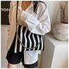 Canvas Bag Female Tote Bag Large Capacity Summer Messenger 2025 New Casual Striped College Student Bag