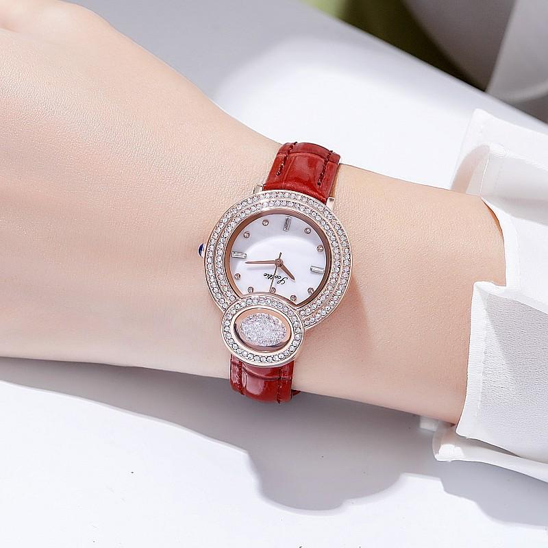 Fashion Diamond Surface Temperament Personalized Watch Women S Leather Strap Diamond Strap Diamond Watch Ladies