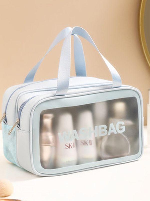 Double Layer Wet & Dry Separation Toiletry Bag - Portable Frosted Handheld Makeup & Swim Bag