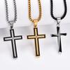 Stainless Steel Cross Pendants Neckalces Zircon Center Inlayed Christ Cross Collar for Men Women Faith Jewelry