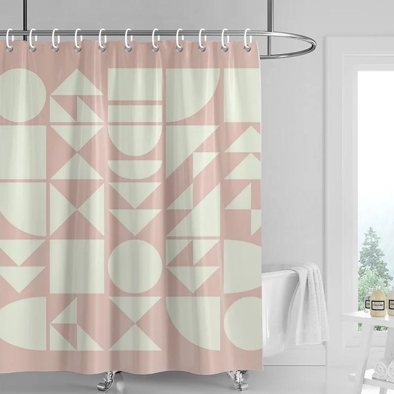Nordic Simple Style Morandi Shower Curtain Abstract Plant Character Pattern Bathroom Bathtub Dual-Use Shower Curtain 120X180cm