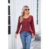 Fall Winter New Women's Solid Color Crew Neck Striped Loose Long Sleeve T-shirt Top, Leisure Leisure Foreign Trade for Europe America