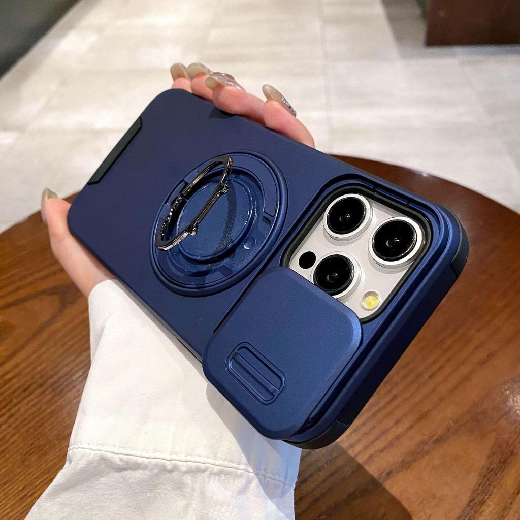 iPhone17 Pro Max Rotating Protective Case with Push Window, Anti-Fall Design, Full Coverage for Apple 15PM & 14.