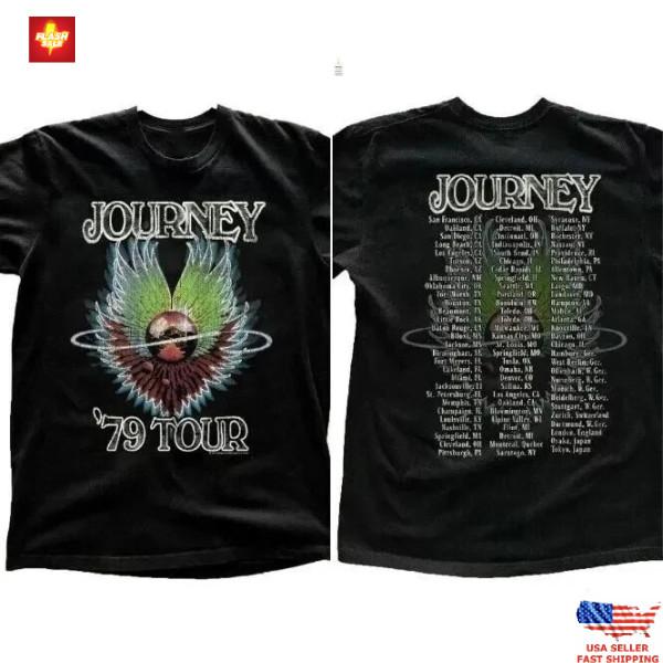 Trending Journey Concert 1979 Tour Vintage T-Shirt Unisex Black Shirt 100Cotton Unisex T-Shirt S