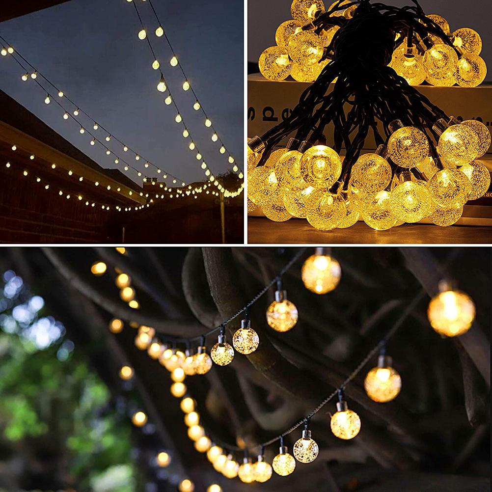 2 Pcs 50 LED 32FT Crystal Globe Solar String Lights Outdoor Waterproof Solar Lights with 8 Lighting