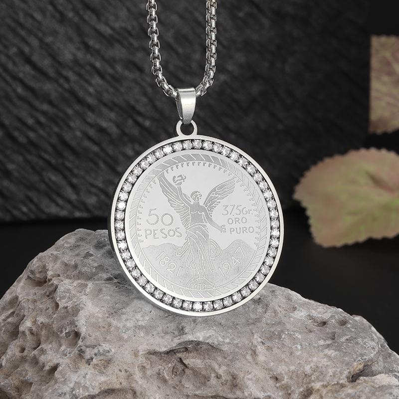 Angel Wings Mirror Photo Memorial Pendant Inlaid with Ice Crystal Zirconia Necklace Couple Trendy Jewelry Birthday Gift
