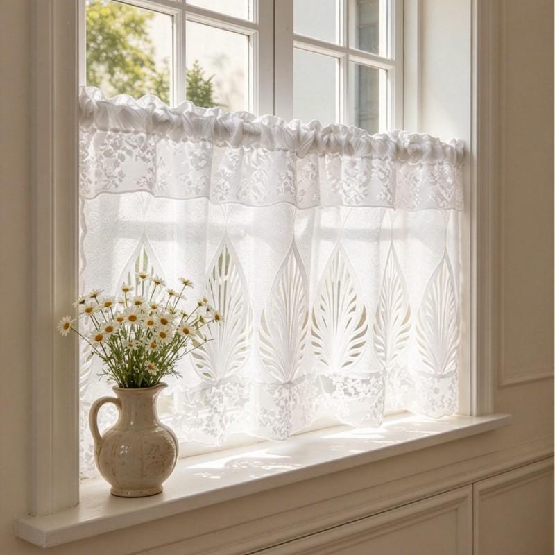 Tenda Corta Floreale in Cotone Ispessito per Armadietti da Cucina, Caffetterie, Camere da Letto o Soggiorni, con Tasca per Asta