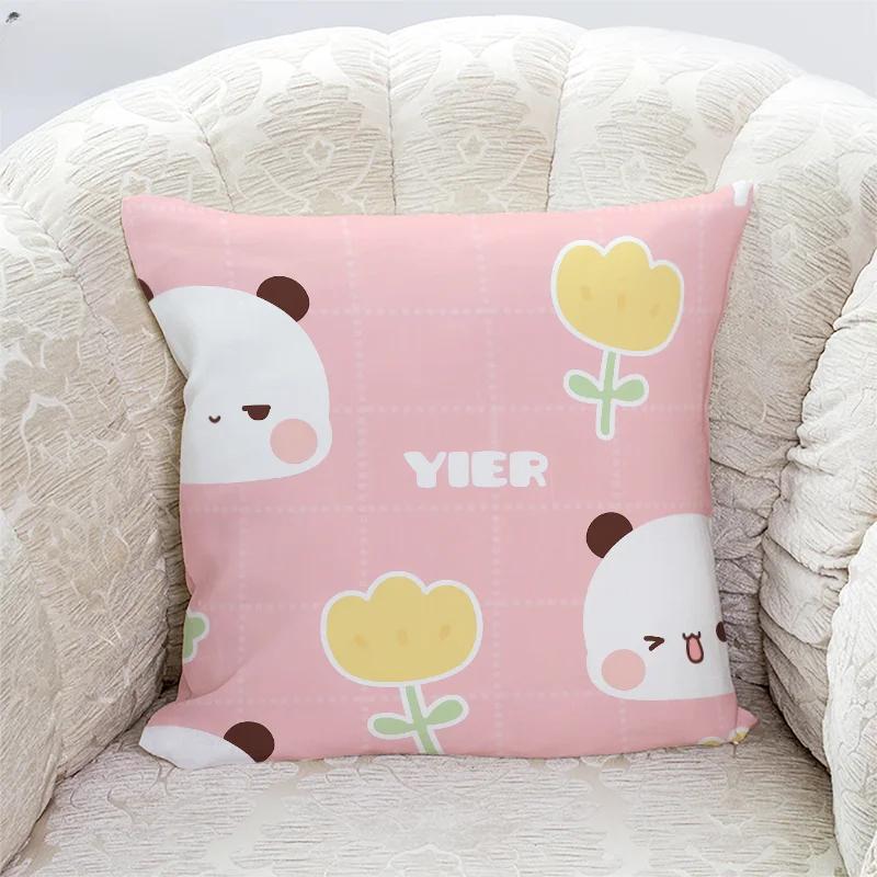 

Милые наволочки с принтом панды Бубу и Дуду, домашний декор, кавайная мультяшная анимация, наволочка для диванной подушки, наволочки для спальни 66x66cm жёлтый