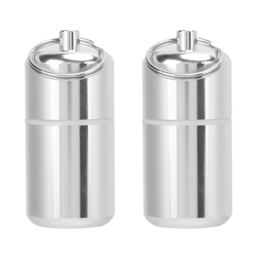 2Pcs Aluminum Alloy Keychain Pill Holder Waterproof Mini Medicine Bottle  Outdoor Travel