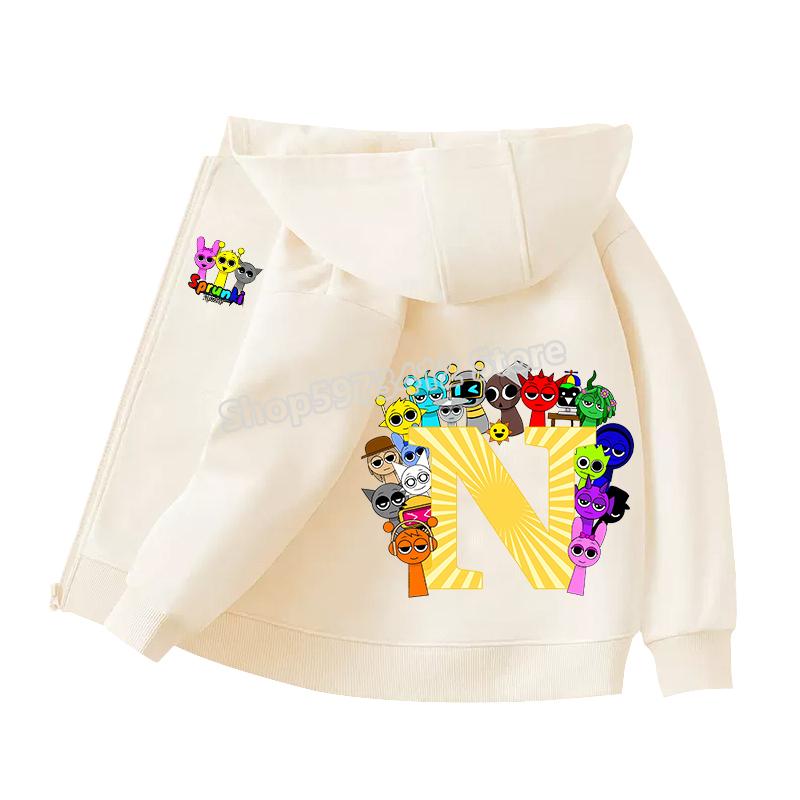 Kids Clothing Gift Child Cardigan Jacket Anime Cartoon A-Z Letter Windbreaker Hooded Girl Clothes Casual Thin Tops Coat
