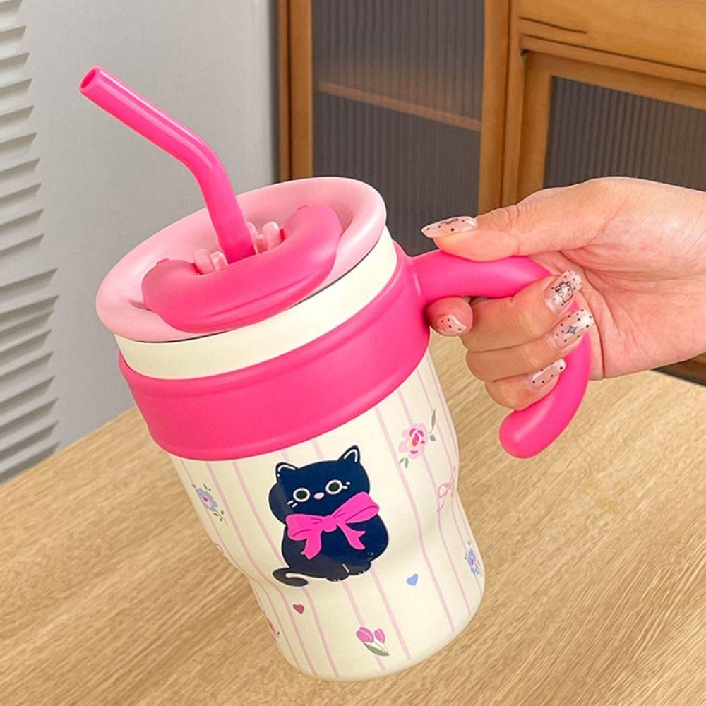 Leak Proof Insulation Cup Portable Water Bottle Drinkware Cat Thermos Cup  Travel