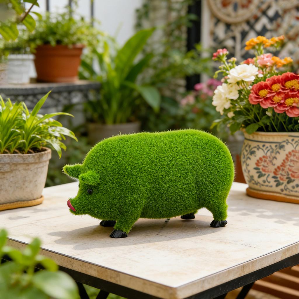 Simulated Flocked Decorative Resin Craft Pig Figurine