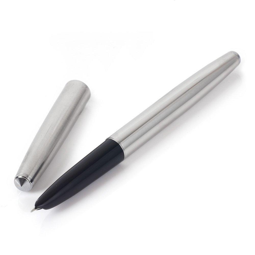 STONEGO Deluxe Business Fountain Pen, 0.38 mm Ultra Fine Nib Calligraphy Silver, No Ink