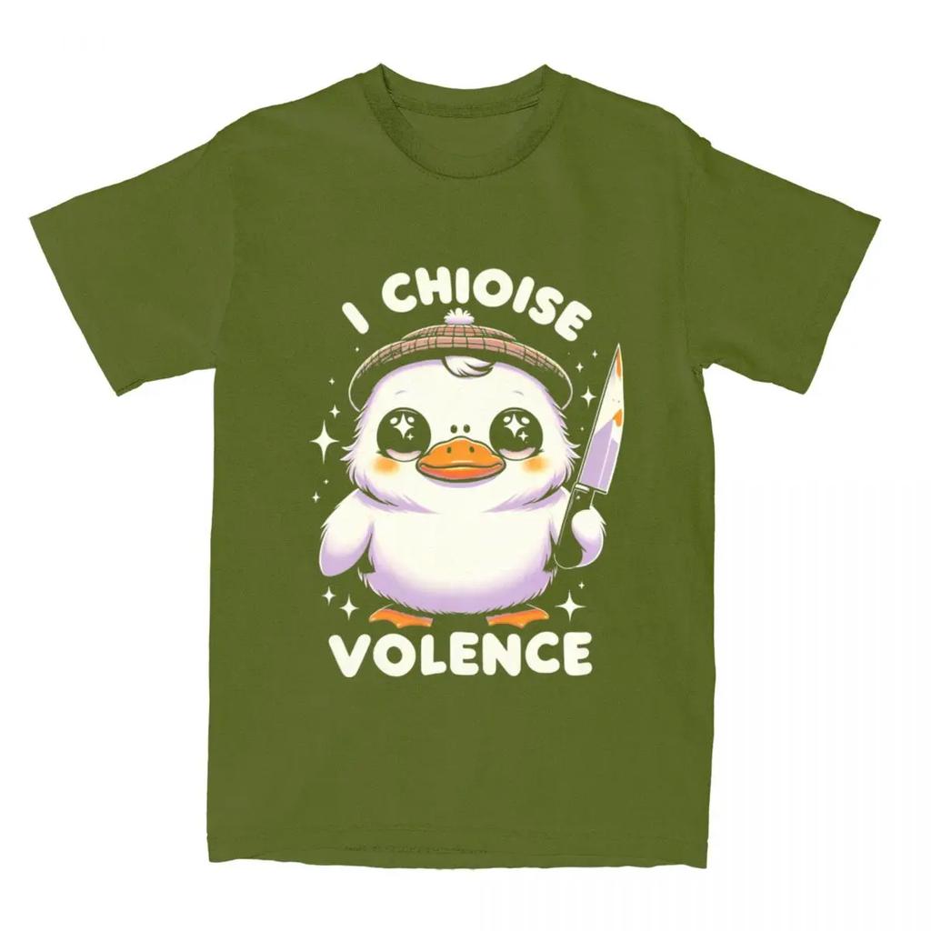 Ich wähle Gewalt Ente Humorvolles Meme Merch Shirt für Männer Frauen Lustig Messer Enten Liebhaber Geschenk Vintage Alle Jahreszeiten Stoff
