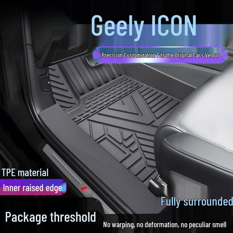 Geely ICON TPE Floor Mats: Waterproof, Full-Surround, Anti-Dirty Door Sill Protector Single-layer Upgrade: TPE Mat