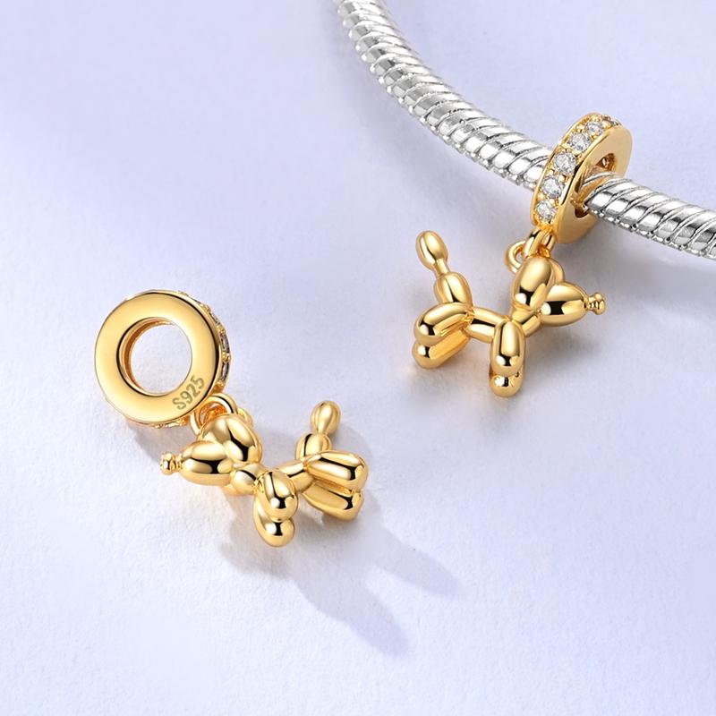 S Copper Charms Beads Pendant Dog Animal Beads Safety Chain Fit Original Bracelet Charms Women Jewelry
