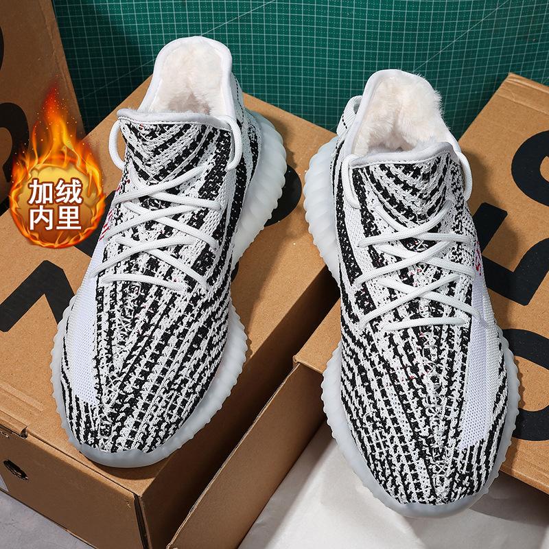 Fleece Thickened Winter Coconut All Black Casual Warm Running Shoes Sports Real Soft-soled Sneakers