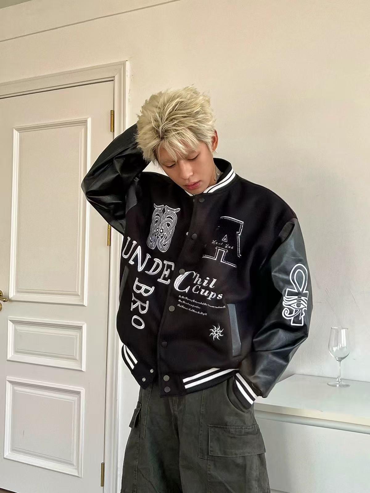 

Унисекс бейсбольная куртка Shuji с вышивкой в стиле колор-блок XL чёрный