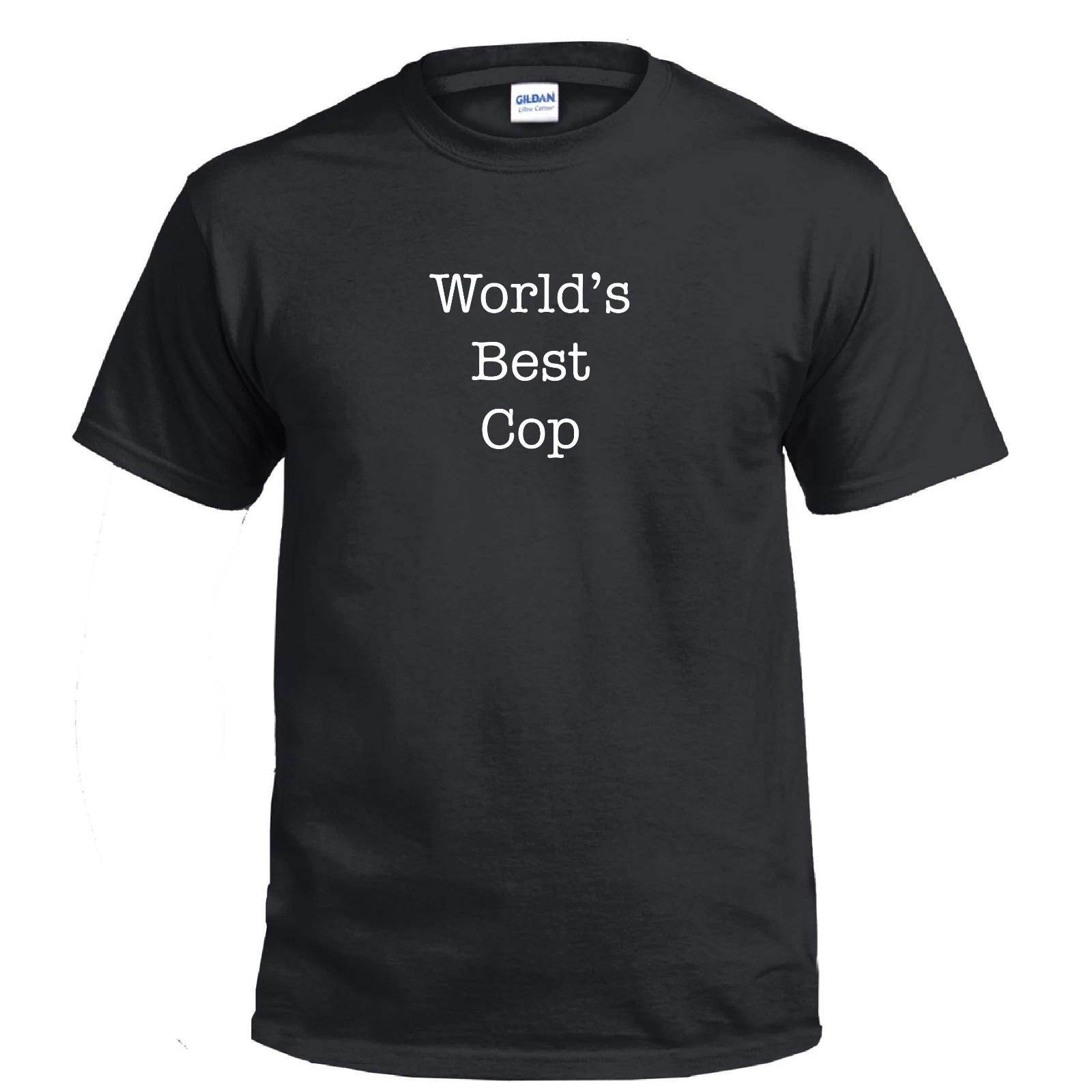 Worlds Best Cop Police Man Serve Protect Shirt Funny Shirt Gift Cotton T-Shirt L