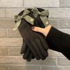 Plush Women Anti-cold Mittens Bow Thickened Suede Gloves Gift Windproof Finger Mittens  Autumn