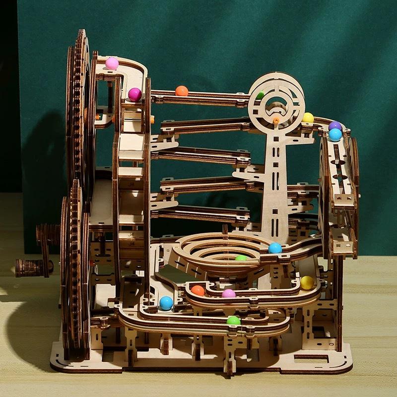 3D three-dimensional puzzle track marbles maze wooden toy