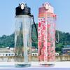 800ml Large Capacity Sports Transparent Water Bottle Leakproof Flower Plastic Drinking Bottles Outdoor Cycling Hiking Gym Jugs