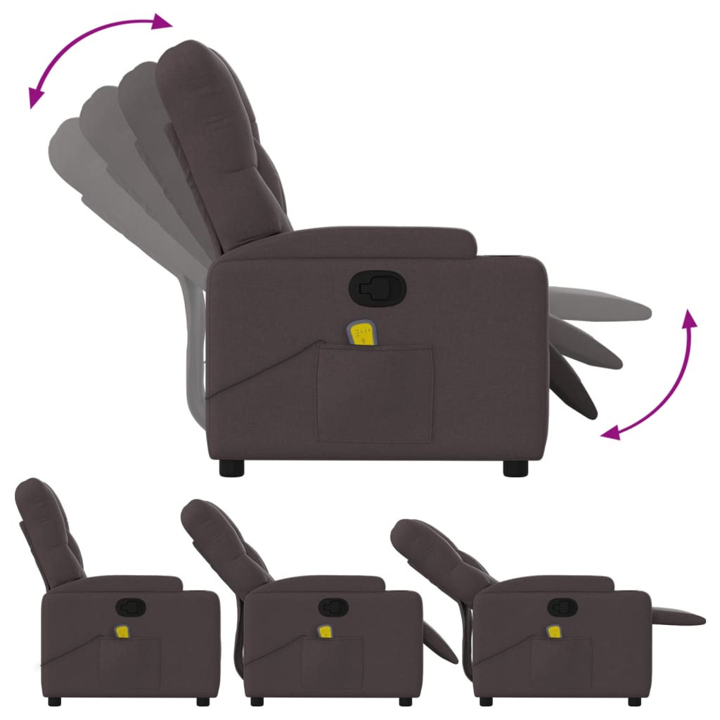 Massage Chair Dark Brown Fabric