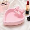 Lightweight Luxury Desk Decor 3D Printed Bow Jewelry Tray Cute Heart-Shaped Organizer