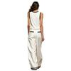 Summer 2 Piece Linen Sets for Women, V Neck Sleeveless Tank Top And Wide Leg Pants Matching Sets, Color Block Lounge Outfits with Pockets