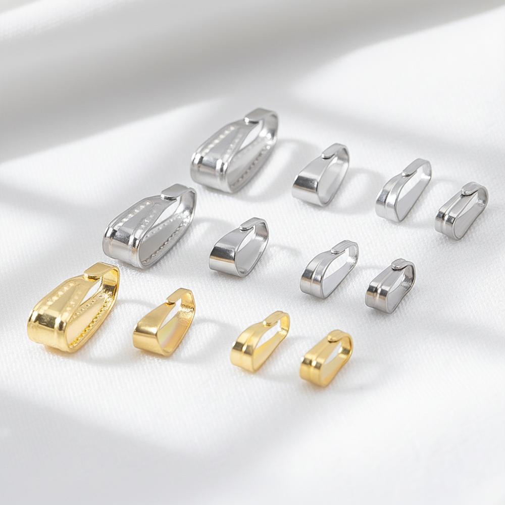50pcs Stainless Steel Buckle Clasp Connectors for Pendants Charm Clip Pinch Bail Clasp Necklace DIY Jewelry Making Accessories