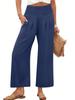 Women's High Waist Elastic Waist Wide Leg Pants In Olive Green