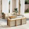 VidaXL Garden Lounge Set with Cushions 7 Pcs Beige Braided Resin 3261739