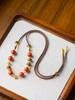 Xirui Red Agate Beaded Necklace with Star Rope Clasp – Retro Style Sweater or Collarbone Chain for Women