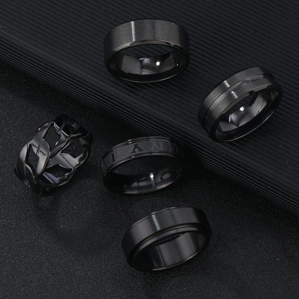 8mm Matte Stainless Steel Men's Fashion Ring - Simple, Wide-Face Titanium Design