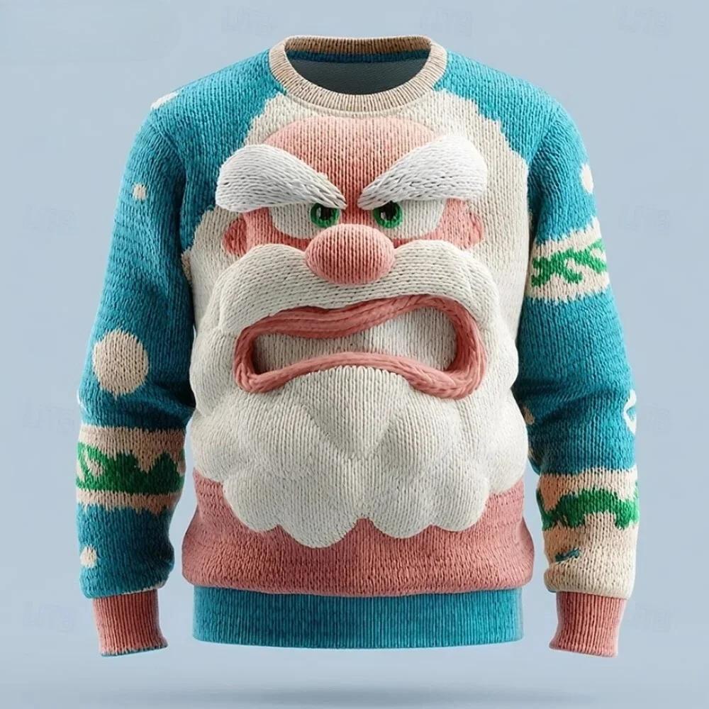 Women's, and Teenagers' Ugly Christmas Sweaters, Christmas Gingerbread Man Patterned Round Neck Sportswear Y2k Clothes