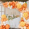 Little Cutie Baby Shower Decorations, 173PCS Orange Balloon Garland Arch kit, Macaron Pastel Orange Balloons, White Balloons for Baby Shower