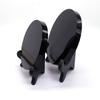 High Quality Natural Black Obsidian Stone Scrying Mirror Round Plate Fengshui Mirror For Crystal Home Decoration Gift With Shelf